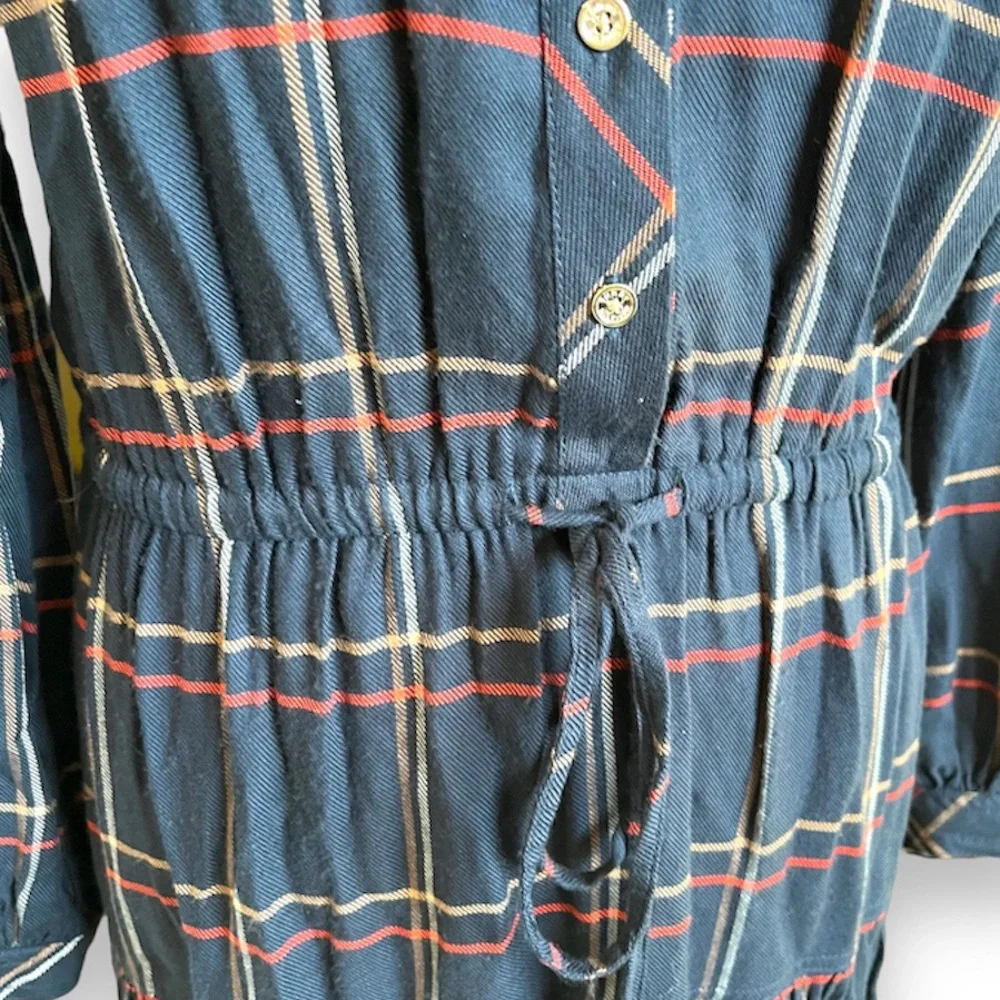TOMMY HILFIGER | Kensington Long-Sleeve Tiered Plaid Shirtdress Size 6 - Picture 8 of 12